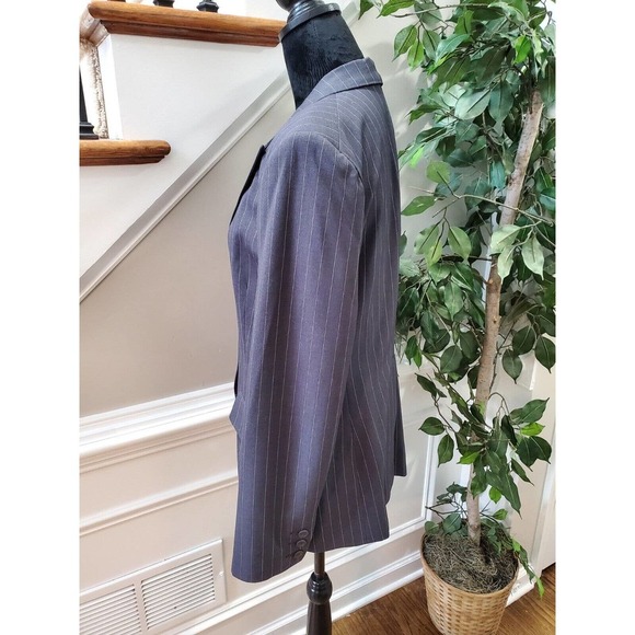 Norma Kamali Gray Polyester Single Breasted Three Buttons Fitted Blazer 12 - Picture 5 of 12